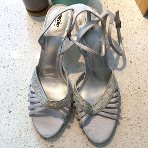 Glittery Metallic Silver Heels
